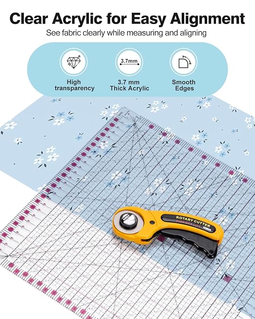 Quilting Rulers 12.5" x 12.5", Slotted Quilting Ruler - Image 5