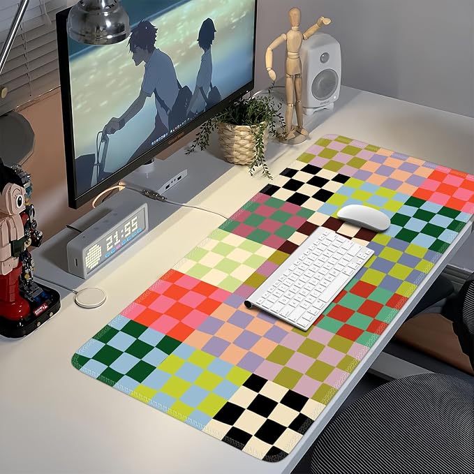 iCasso Checkered Desk Mat, Cute XXL Large Mouse Pad - Image 6