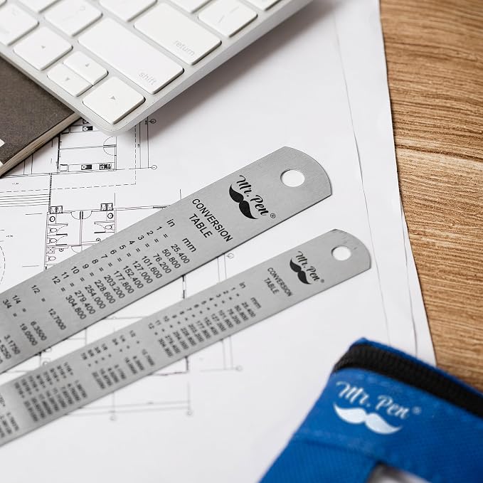 Mr. Pen- Metal Straight Edge Ruler, 2 Pack, Rose Gold | Stainless Steel Ruler - Image 6