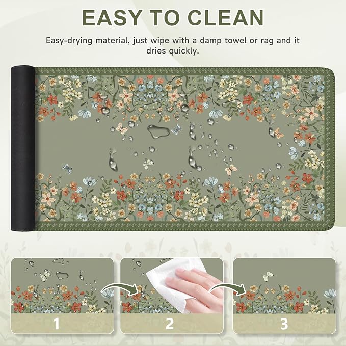 iCasso Desk Mat for Keyboard and Mouse, Large Keyboard Mat Non-Slip, Cute Desk - Image 5