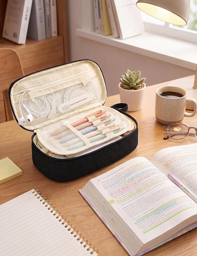 SUNEE Cute Pencil Case, Large Pencil Pouch, Soft Corduroy Aesthetic Big Pencil - Image 8