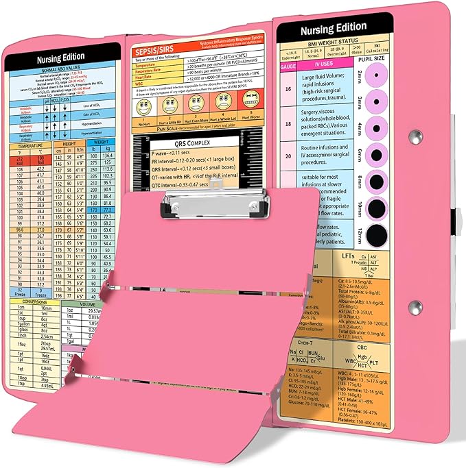 Nursing Clipboard Foldable Clipboard Medical: Edition Cheat Sheets Aluminum 3 by Trustnice