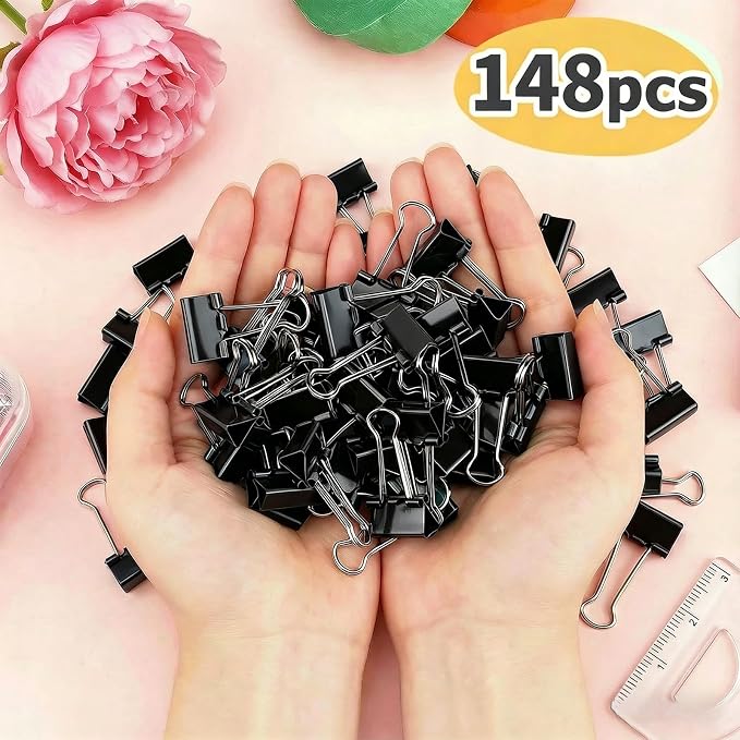 148Pcs Small Binder Clips Black, 0.75 in/19mm Mini Binder Paper Clips Office - Image 4