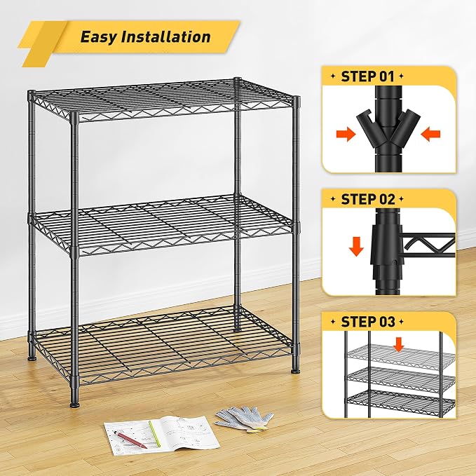DurayLoly Storage Shelves Adjustable Wire Shelving Metal Wire Rack Shelving - Image 6