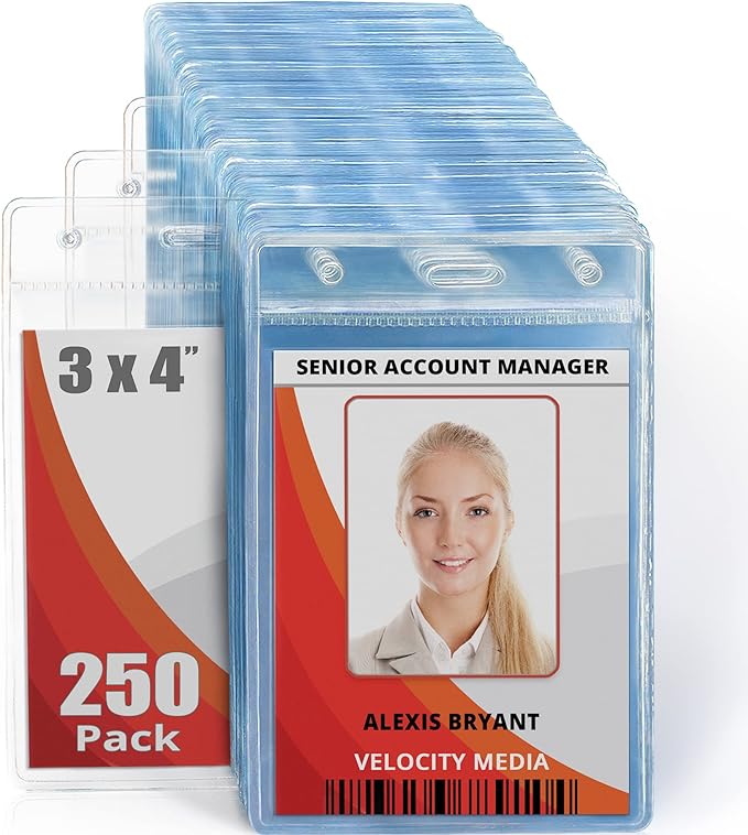 Mifflin-USA Plastic Vertical Card Holder Quick Load No Zipper Name ID Badge by MIFFLIN