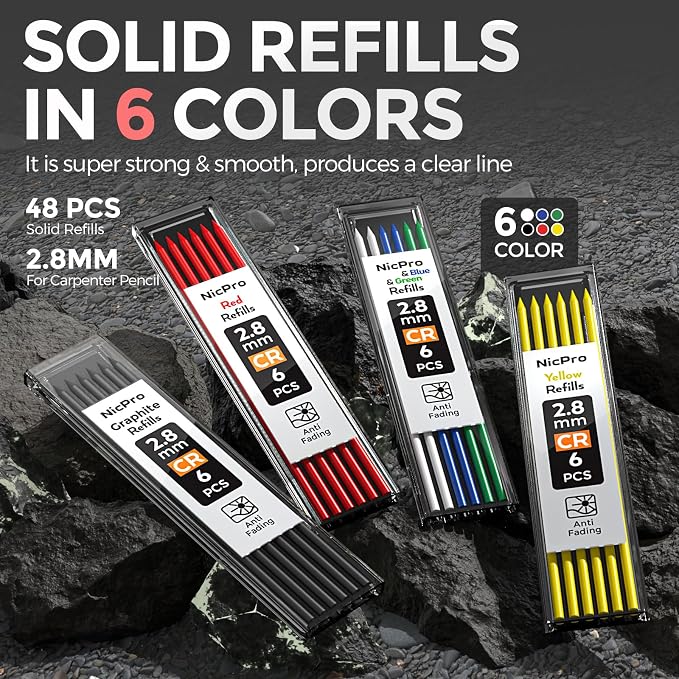 Nicpro 5 Pack Carpenter Pencils - Image 6