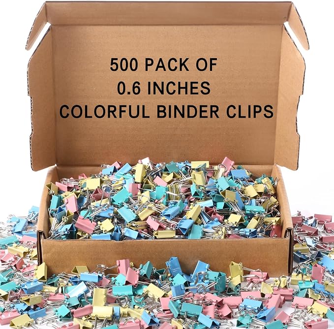 Jetec 500 Pieces 0. 6 Inch Colorful Binder Clips Bulk Small Paper Clamps Metal - Image 2