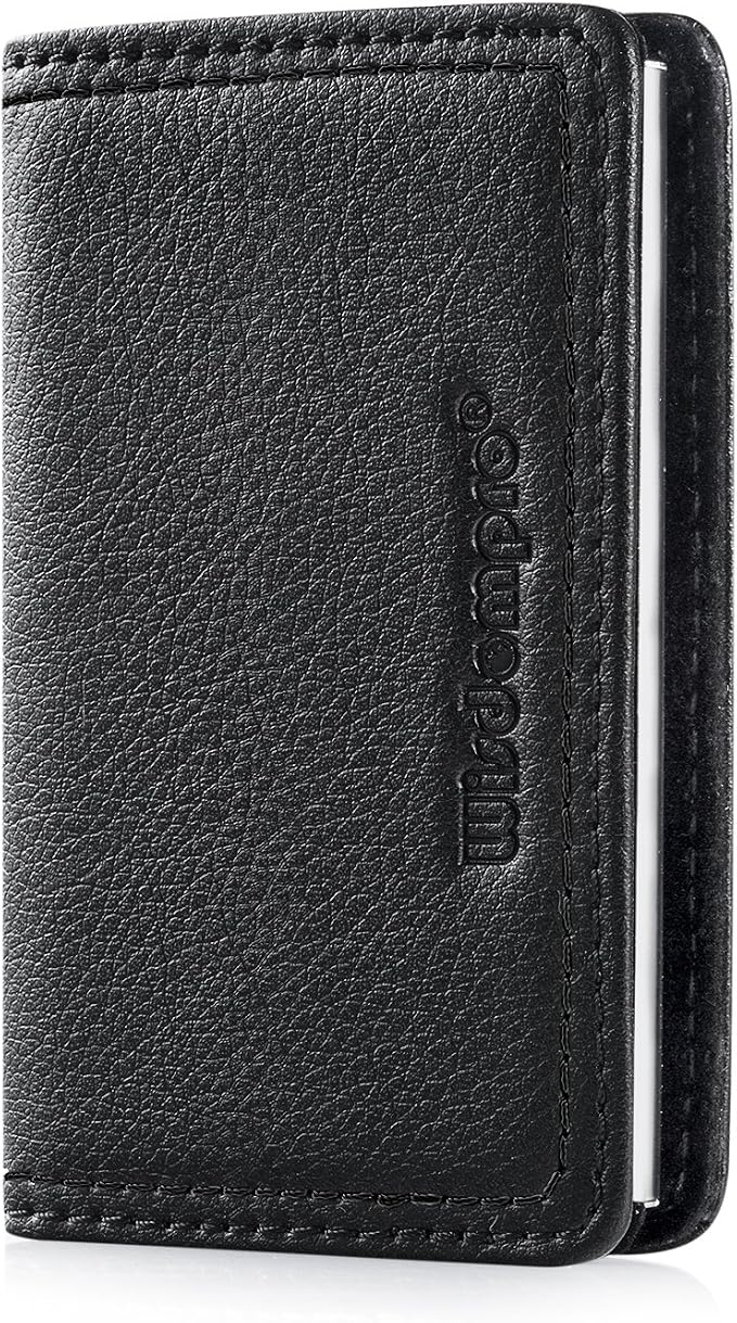 Wisdompro Business Card Holder, 2-Sided PU Leather Folio Name Card Holder - Image 4