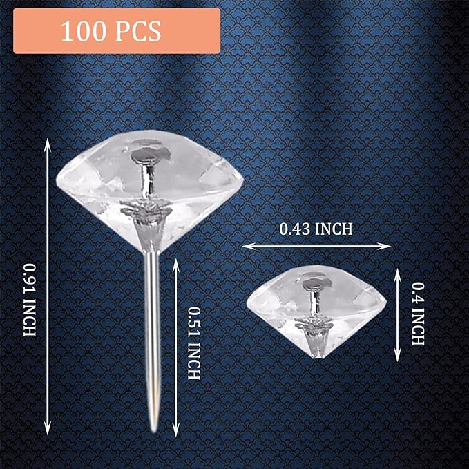 100Pcs Clear Push Pins for Cork Board, Decorative Thumb Tacks for Wall Hangings - Image 2