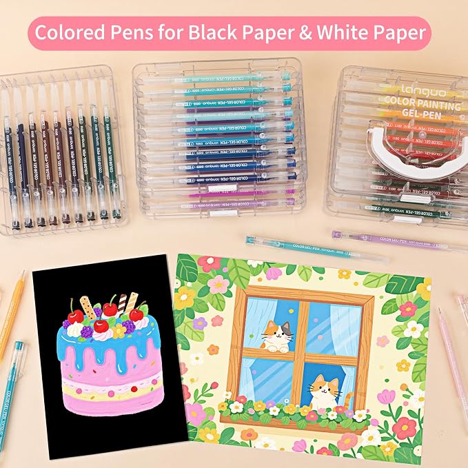 Gel Pens For Coloring, 99 Pack Colored Pens for Black Paper & White Paper - Image 2