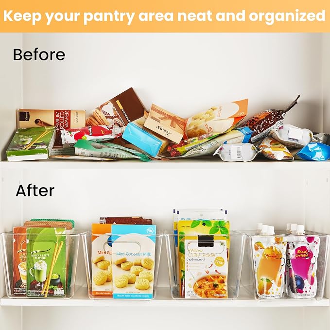 YIHONG Clear Plastic Storage Organizer Bins, 4 Pack Pantry Food Storage Bins - Image 3