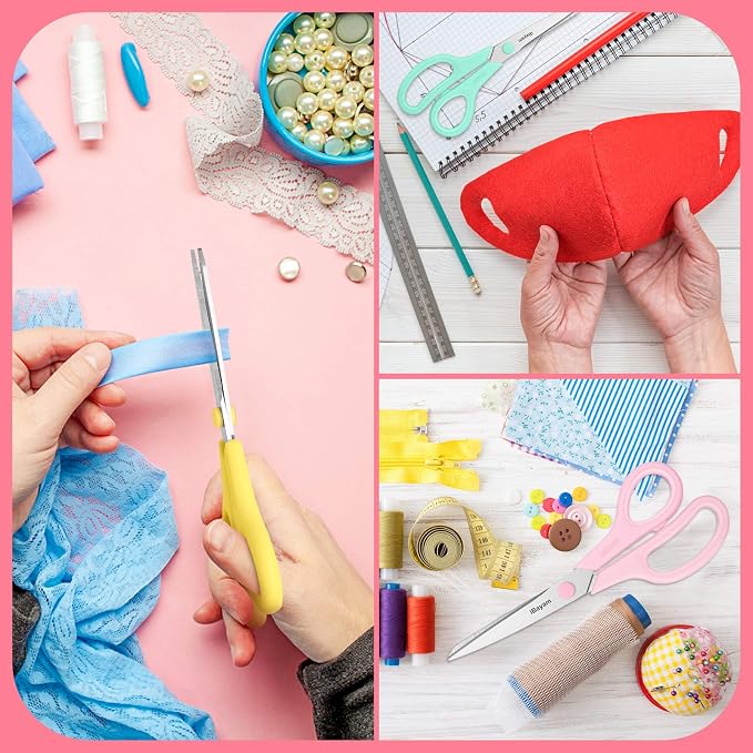 iBayam 8.5" All Purpose Yellow Pink Teal Scissors - Image 7