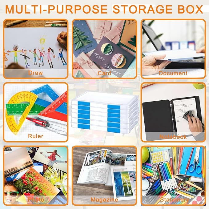 LonlyEagle 6 Pack A4 File Portable Project Case, Plastic Storage Box - Image 5