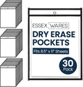 Essex Wares - 30 Pack, Dry Erase Pocket Document Protectors, Water-Resistant & by EssexWares