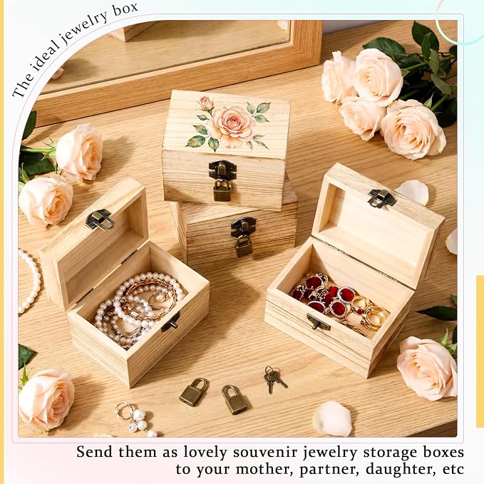 CroBlissful 24 Set 48 Pcs Unfinished Wooden Box - Image 4