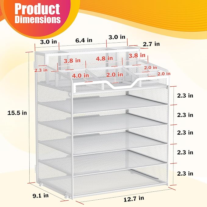 Docnest 6 Tier Mesh Desk Organizer - Image 2