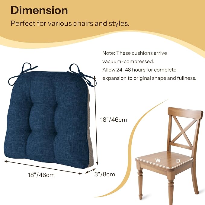 Non Slip Chair Cushions for Dining Chairs Set of 4 Kitchen Chair Cushions - Image 2