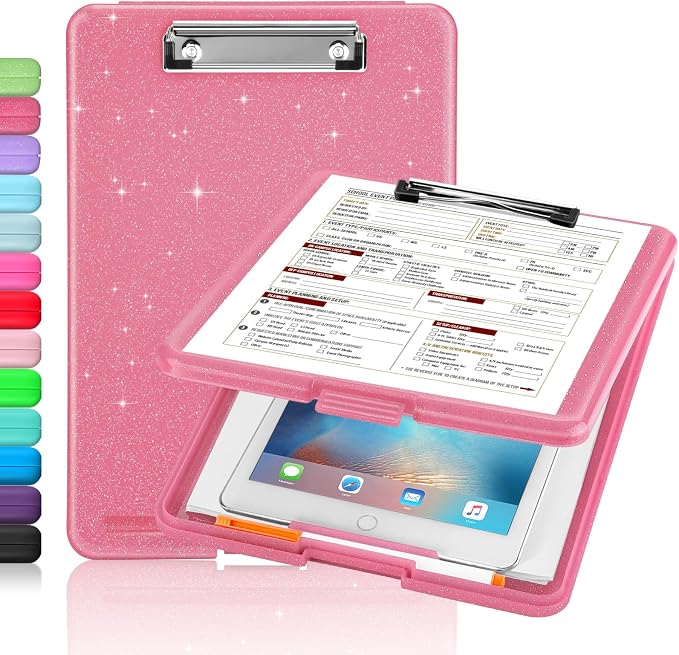 Sooez Glitter Clipboard with Storage, Cute Clip Boards 8.5x11 with Storage by Sooez