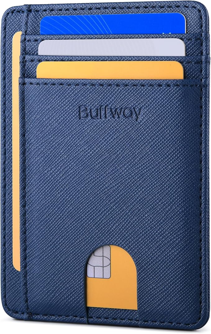 Buffway Slim Minimalist Front Pocket RFID Blocking Leather Wallets by Buffway