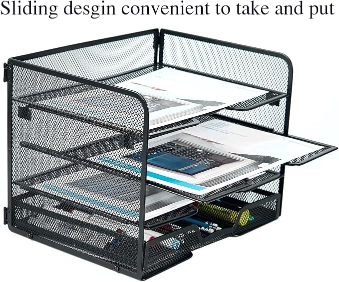 SETTFRFE 4-Tier Metal Desk Organizer-Paper Letter Tray - Image 6