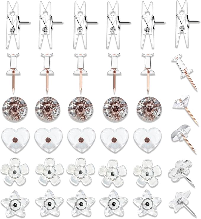 210PCS Push Pins Set, Decorative Pushpins, 6 Types Metal Clear Thumb Tacks Push by Tandarui