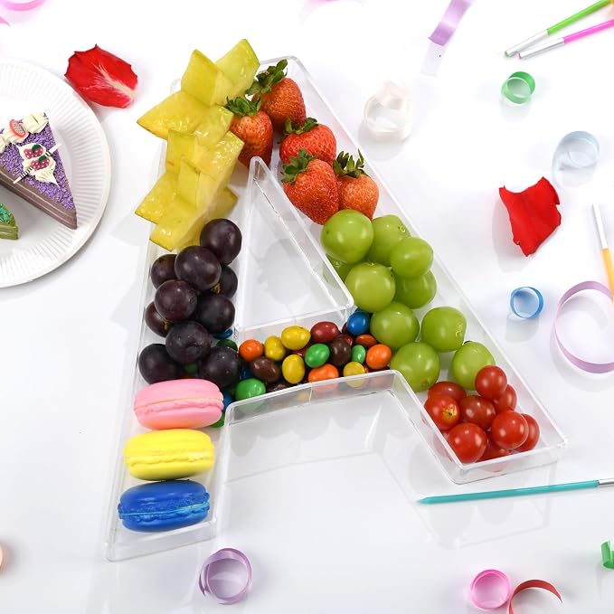 11" Clear Acrylic Letter & Number Charcuterie Tray-Reusable Fillable Alphabet - Image 2