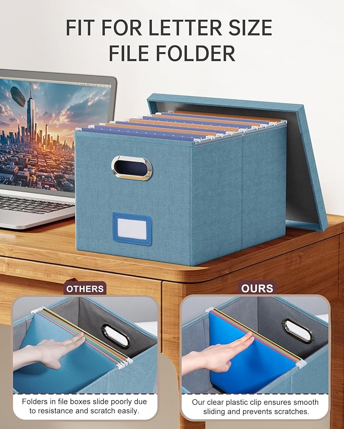 Oterri 2 Pack File Storage Organizer, Filing Box, Portable File Box - Image 4