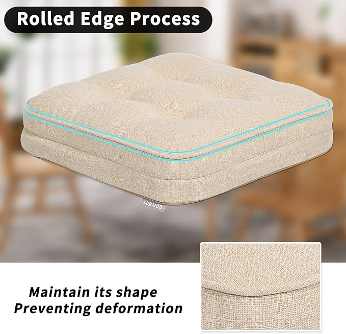 GOFORIT Chair Cushions Set of 2, Tufted Shredded Memory Foam Chair Pads - Image 5