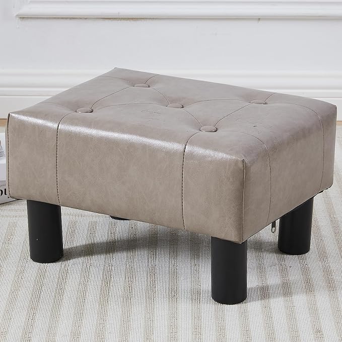 Small Foot Stool Ottoman, Faux Leather Footstool Ottoman Foot Rest by FIMIVIBI