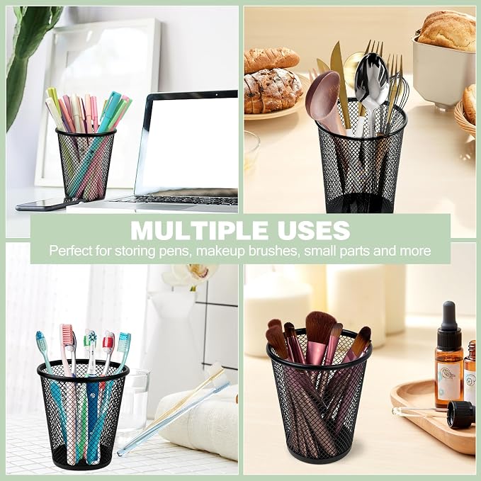 12 Packs Pen Holders, Mesh Pen Cup, Metal Pencil Holders - Image 6