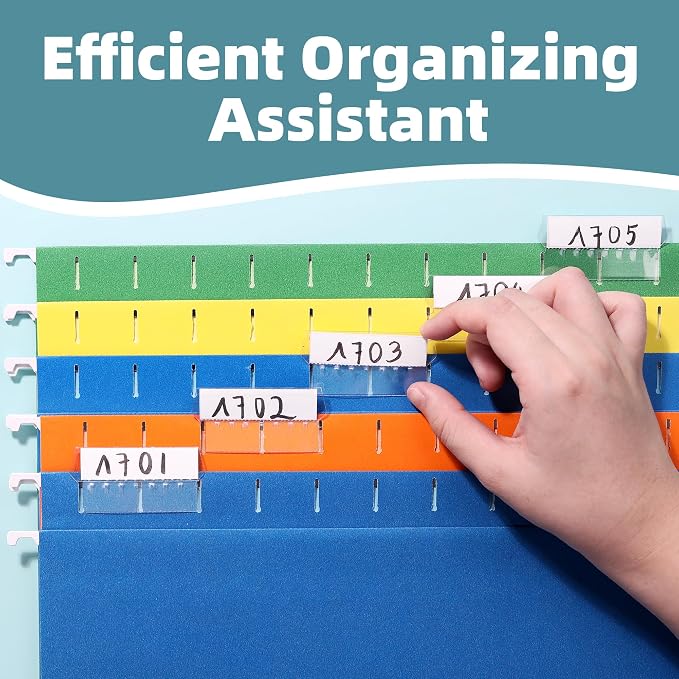 File Folder Tabs, SUNEE 100 Sets Hanging File Folder Labels Tabs and Inserts - Image 2