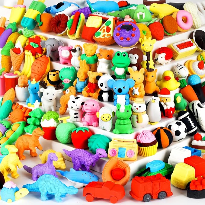 URSKYTOUS 110Pcs Animal Erasers Kids Desk Pets Pencil Erasers 3D Puzzle Eraser by URSKYTOUS