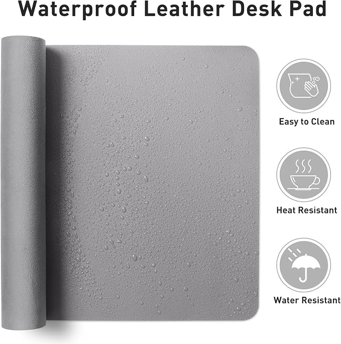 Aothia Leather Desk Pad Protector, Mouse Pad, Office Desk Mat, Non-Slip PU - Image 6
