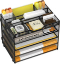 5 Tier Paper Letter Tray with 3 Drop-in Pen Holders, Mesh Desk File Organizer by OrgMate
