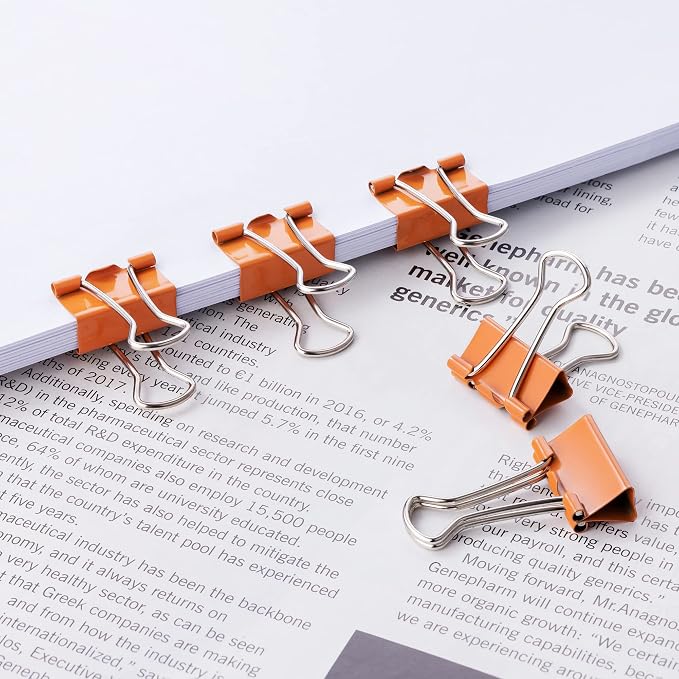 Small Orange Binder Clips, 3/4 Inch, 50 Pack Mini Clips - Image 4