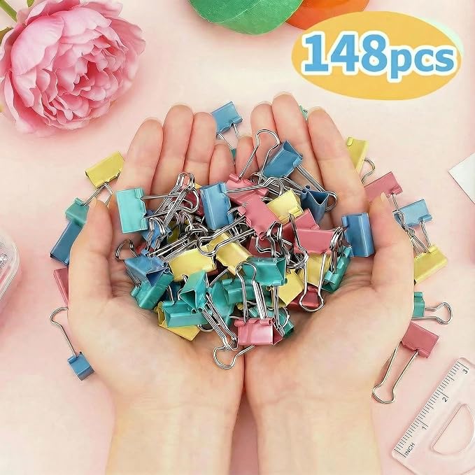 148Pcs Small Binder Clips Assorted Colored, 0.75 in/19mm Mini Binder Paper - Image 3