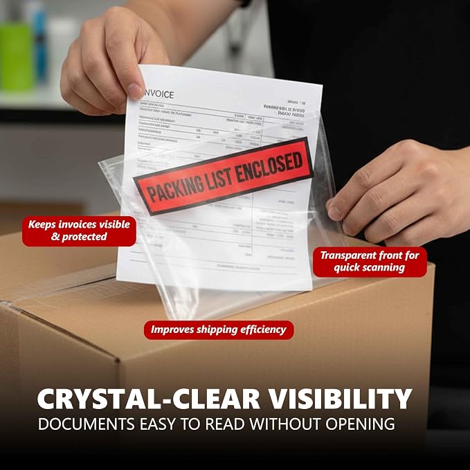 Pack of 1200 Packing Slips Pouches 4.5" x 5.5", Shipping Label Sleeves - Image 3