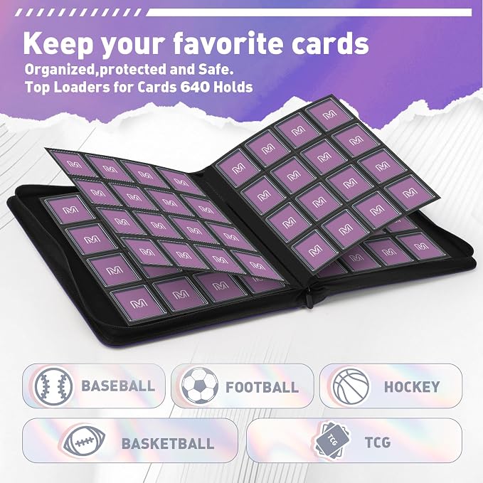 16 Pocket Toploader Binder, Holds 640 Top Loaders, Top Loader Binder - Image 2