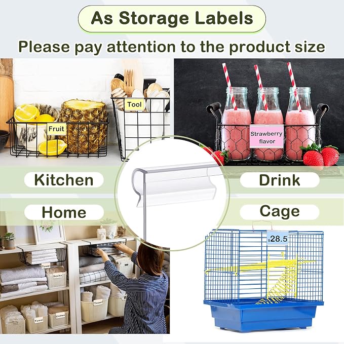 Tatuo 200 Pcs Reusable Plastic Wire Shelf Label Holders, Price Card Sign - Image 5