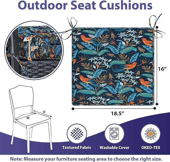 IPYNBAP Outdoor Chair Cushions Set of 4 -Waterproof Outdoor Seat Cushions - Image 6