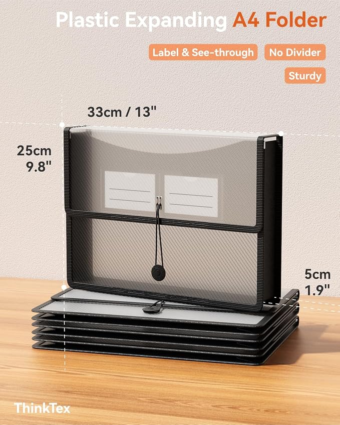 ThinkTex Plastic Expanding File Folders, Transparent Envelopes - Image 2