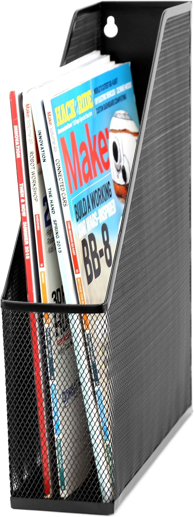 U Brands Mesh Steel Magazine File Holder, 12.5" x 9.8" x 3", Desk Organizer - Image 2
