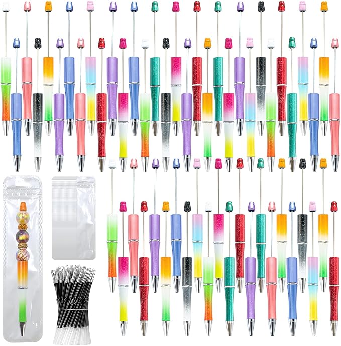 150 Pieces DIY Beadable Pen Kit – 50 Plastic Ballpoint Pens by DASTTUIS