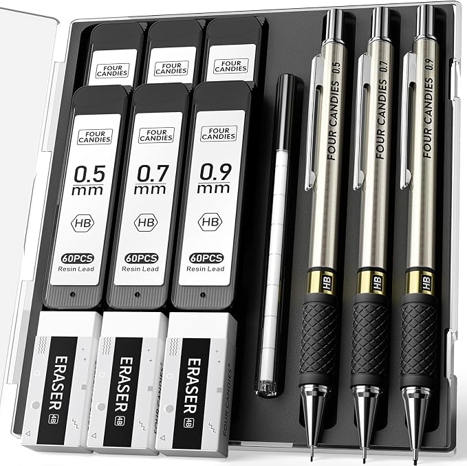 3PCS Metal Mechanical Pencil Set by FourCandies