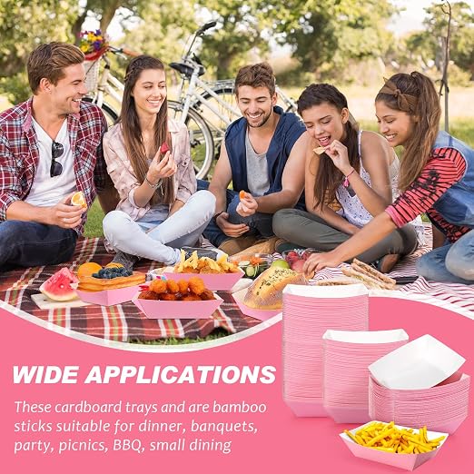 Yinkin 200 Pcs Paper Boat Disposable Graduation Food Trays Nacho Trays Kraft - Image 6