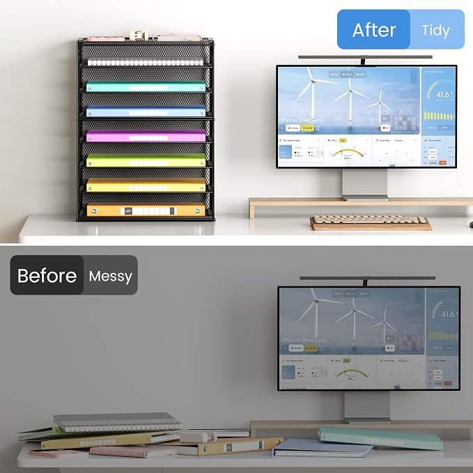 Lavatino 2 Pack 8-Tier Office Desk File Organizer, Letter Tray Paper Organizer - Image 5