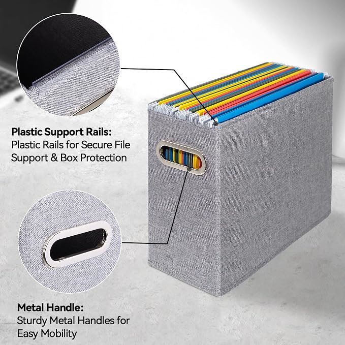 4 Pack Letter Size File Storage Box Collapsible, Fabric Hanging File Folders - Image 4