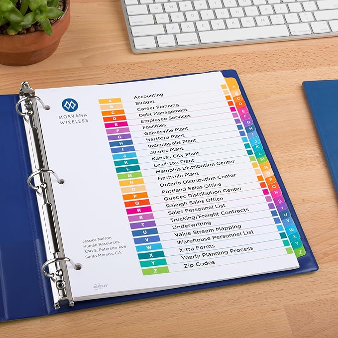 Avery A-Z Dividers for 3 Ring Binders, 26 Tabs per Set, Customizable Table of - Image 6