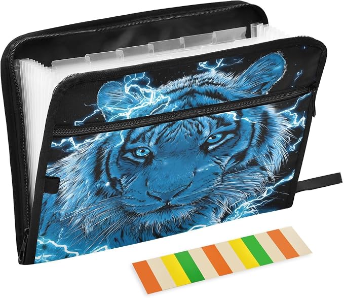 Blue Lighting Tiger Accordion File Organizer Expanding Document Folder by Unknown