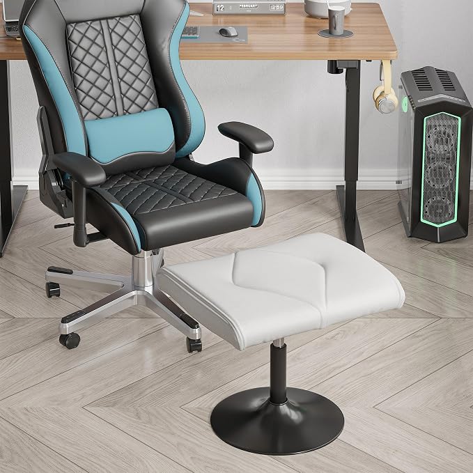VECELO Foot Rest Under Desk Ottoman, PU Height Adjustable Footrest - Image 5